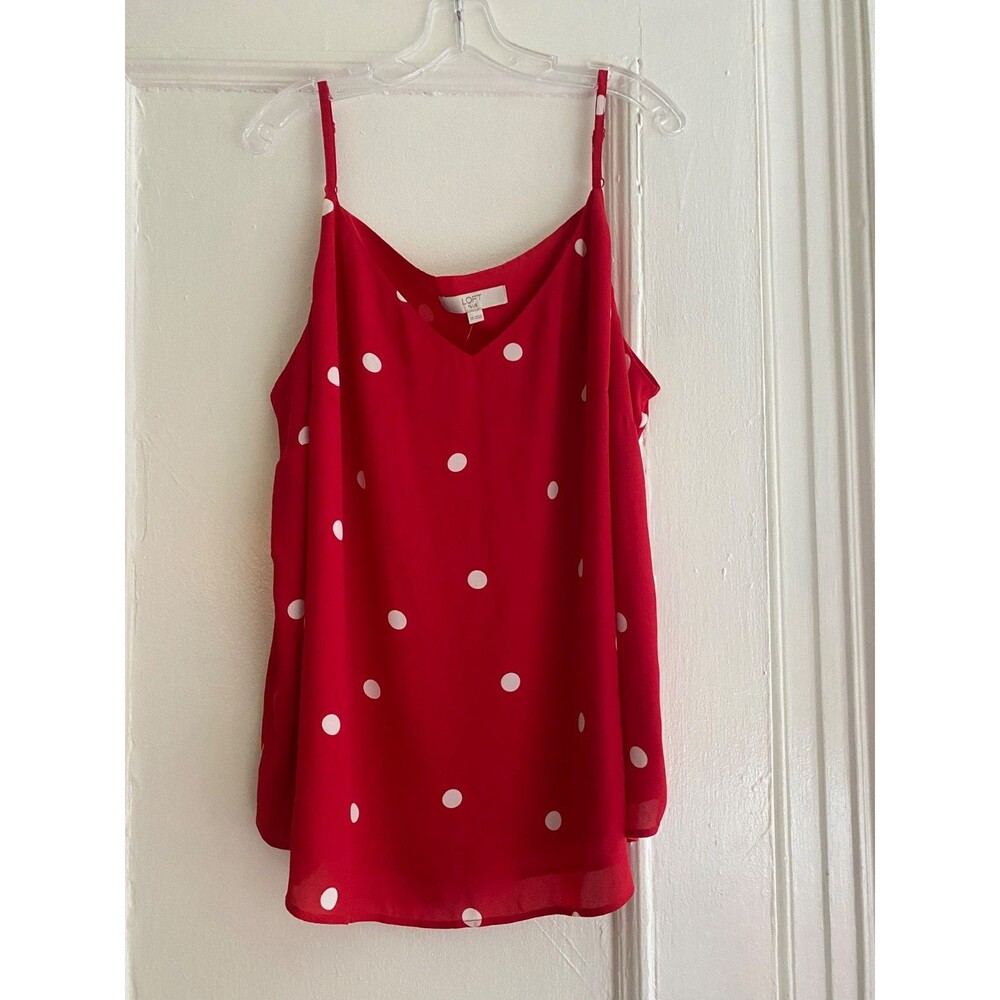 Loft PLUS Red Polka Dot Chiffon V-Neck Camisole Tank Top. Size 20. NEW WITH TAGS - Picture 2 of 7